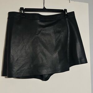 Black Faux Leather Mini Skort